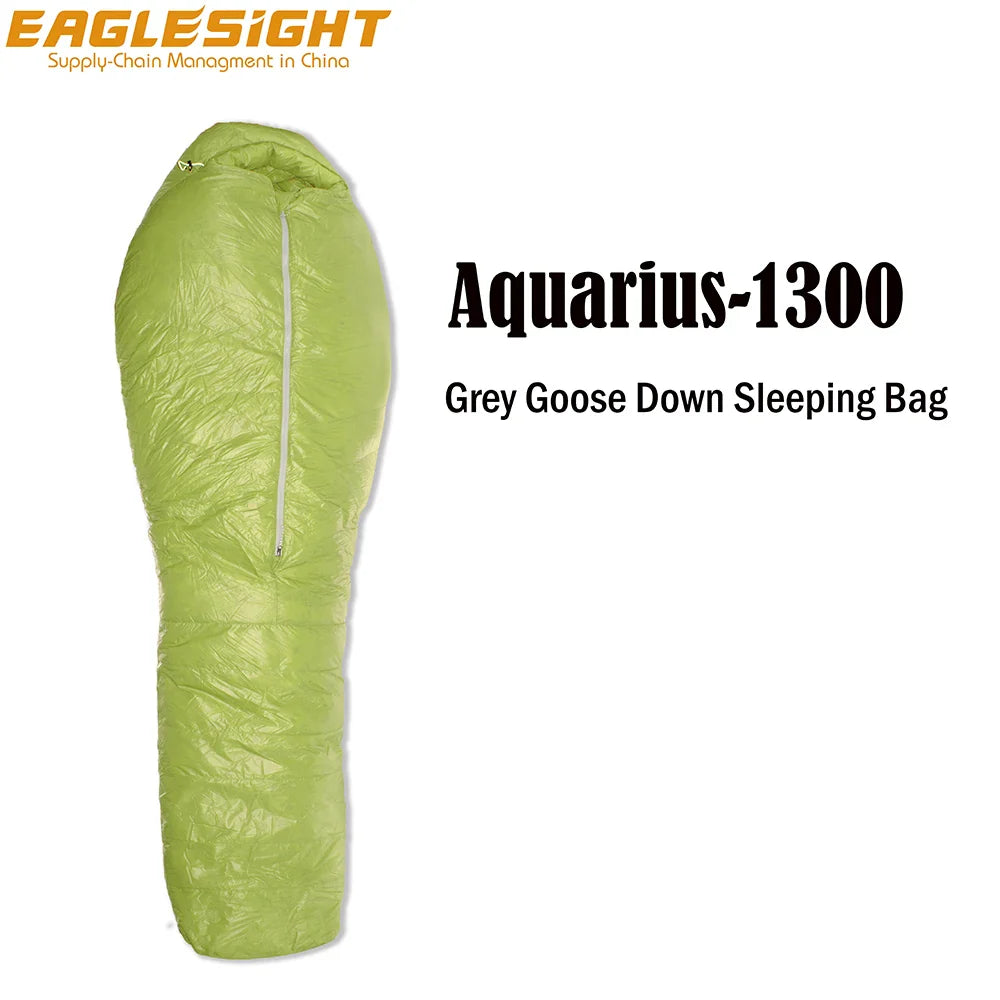 Goose Down Sleeping Bag Water Repellent Ripstop Nylon with 1300 g Goose Down Fill Winter Sleeping Bag for Extremely Cold Weather