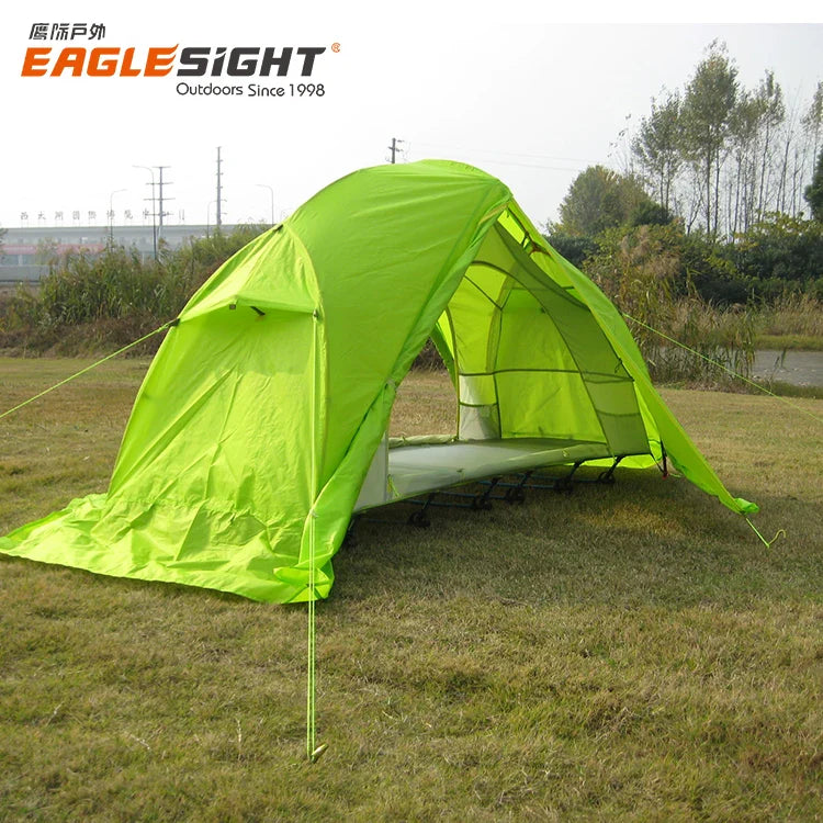 New Solo Camping Tent with Light Weight Cot Bed OEM ODM Customization Waterproof Nylon Tent with Bed for 1 Person Camping