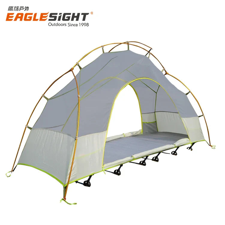 New Solo Camping Tent with Light Weight Cot Bed OEM ODM Customization Waterproof Nylon Tent with Bed for 1 Person Camping