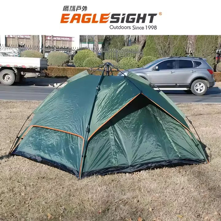 Custom Model Portable Silver Rubber Thickened Rainproof Outdoor Folding Camping Tent Quick Opening Beach Tent-Made Oxford Fabric