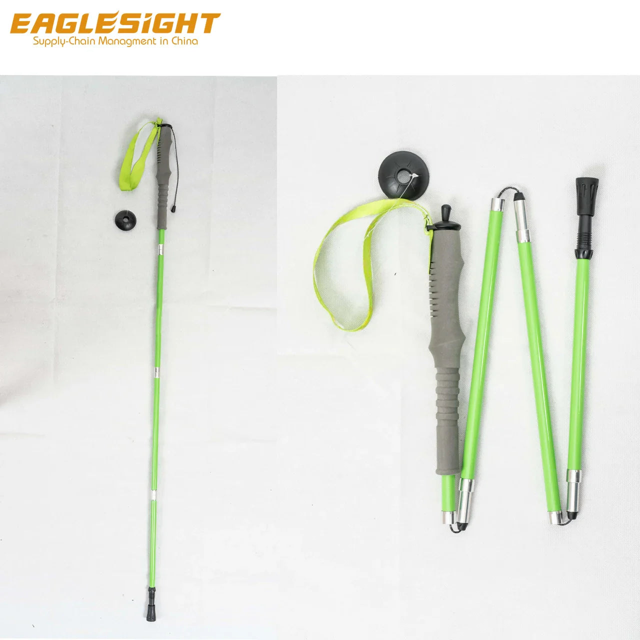 Customized 7075 Aluminum EVA Grip Retractable Hiking Poles with Iron Stick Tip for Outdoor Mountaineering Camping and Hiking