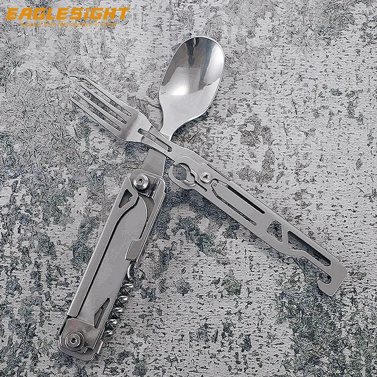 Outdoor Camping Multifunctional Detachable and Foldable Knife Fork Spoon Tableware Set Personalized Camping Gift Tool