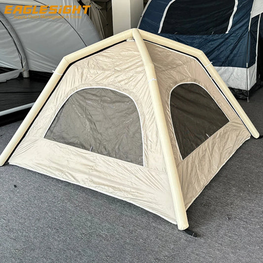 Lightweight Inflatable Camping Tent Silver Coated Oxford Fabric One Bedroom Waterproof Outdoor Air Tent With Multi Large Space