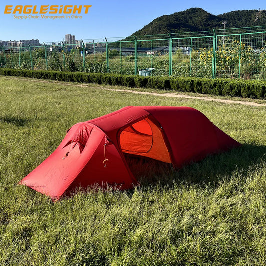 High-End 2-Person Ultralight Tent Tunnel Double Layers 4-Season Aluminum Poles and Mesh Fabric for Hiking Mountaineering Tent