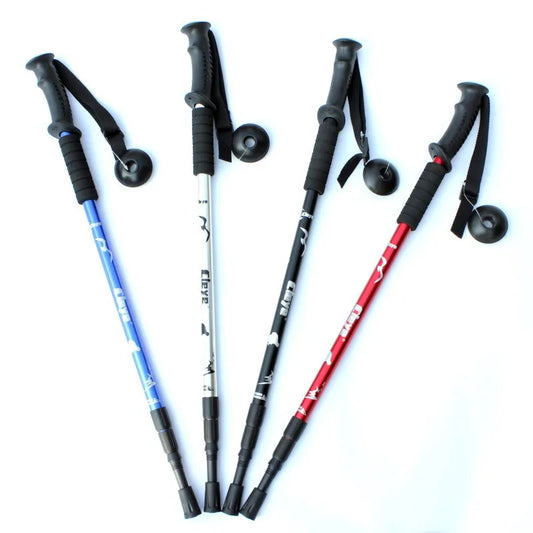 Ultralight Aluminum Trekking Poles Foldable Stick Adjustable Telescopic Feature Hiking Stick Carbon Material Rubber EVA Handle