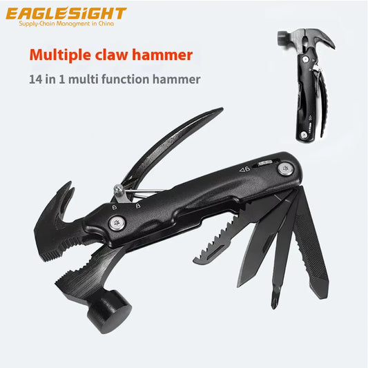 Multifunctional Clamp Hammer Personalized Outdoor Emergency Rescue Foldable Tool for Camping Hiking Tours and Other Activities